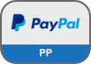 Icon rechteckig mit abgerundeten Ecken mit Paypallogo unteres viertel blauer Streifen mit Kürzel PP